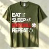 Eat Sleep Baseball Repeat Sport Quote Graphic T Shirt Unisex Cotton Baseball Player Fan Casual Short Sleeve Athletic Daily Tops