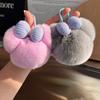 Cute Rex rabbit hair car keychain pendant Internet celebrities ins pom-pom doll book bag pendant gift