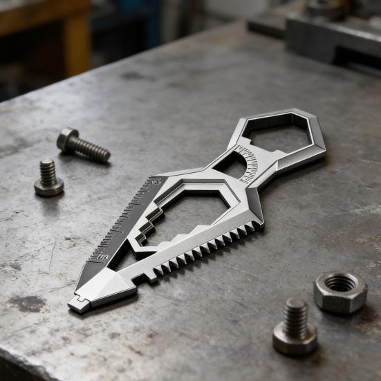 1/2Pcs Stainless Steel 9-in-1 Keychain Portable Bottle Opener Protractor Ruler Screwdriver Wrench Lever Multi-Functional Pocket