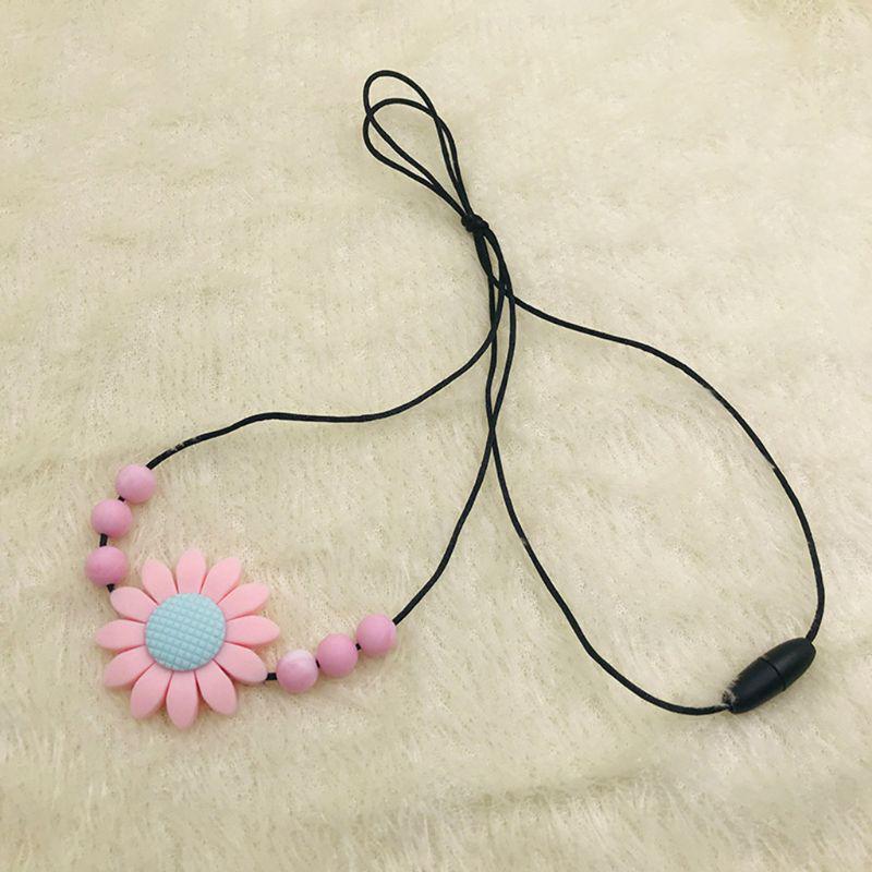Sunflower Baby Teether Necklace Silicone Pendant Beads Teething Nursing Toys