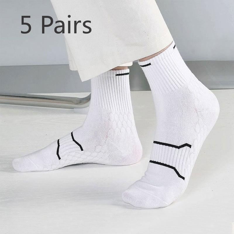 

5 пар мужских весенне-осенних спортивных носков с массажной подошвой, влагоотводящих и дышащих 5 Pairs белый