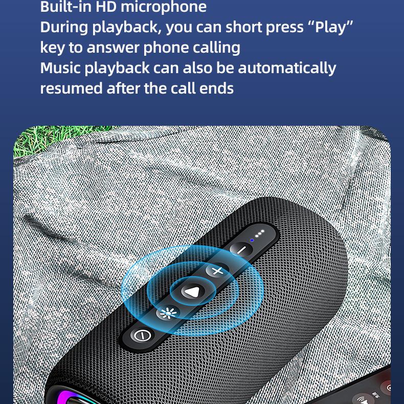 20W Wireless Bluetooth Speaker EBS608 Hifi Boombox Bluetooth 5.3 Powerful Bass RGB LED Light TF Card USB disk Play Long Playback Time for Music