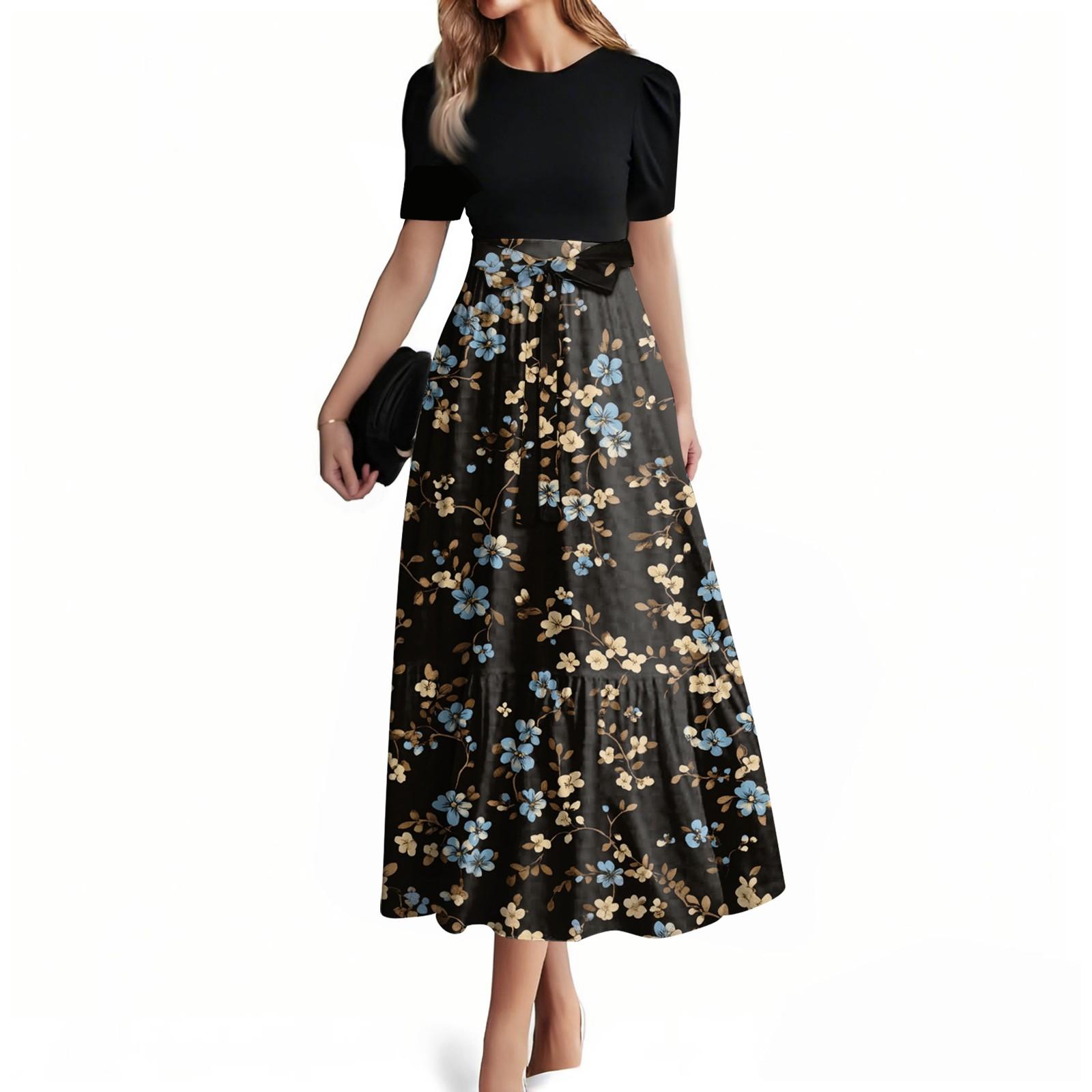 

Женское модное повседневное платье с коротким рукавом и круглым вырезом, элегантное, темпераментное XXL чёрный