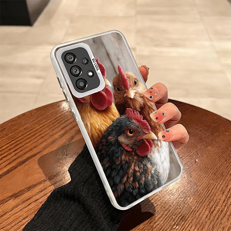 Custodia Morbida per Telefono con Gallina e Gallo per Samsung A17 A16 A15 A14 A13 A57 A56 A55 A54 A53 A37 A36 A35 A34 A33 A26 A25 A24 A23 A52