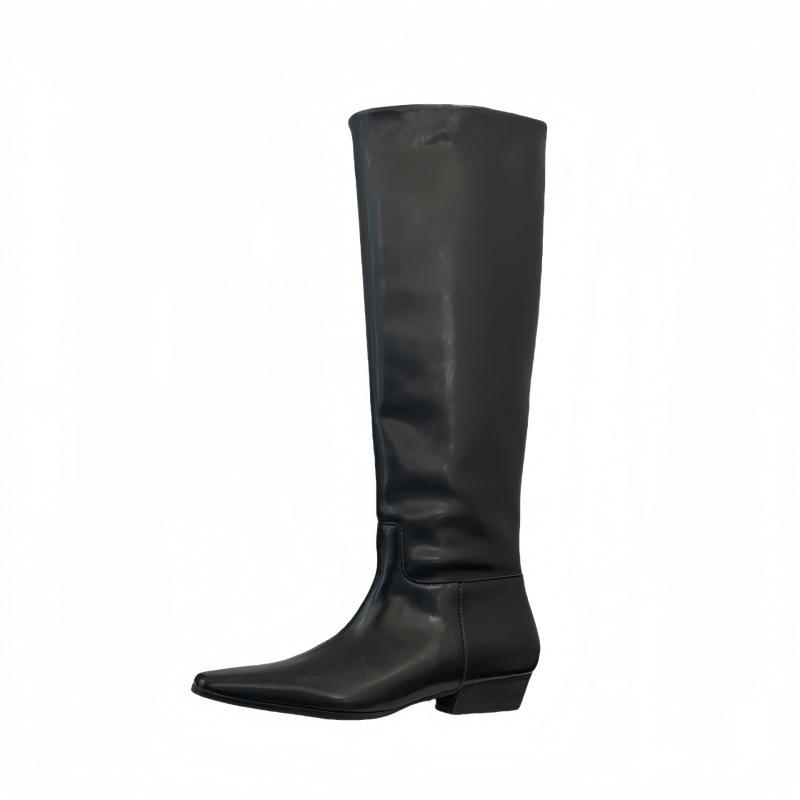 European and American style square head fashion and thin tall knight boots long boots women's retro thick heel sleeve but knee cover boots