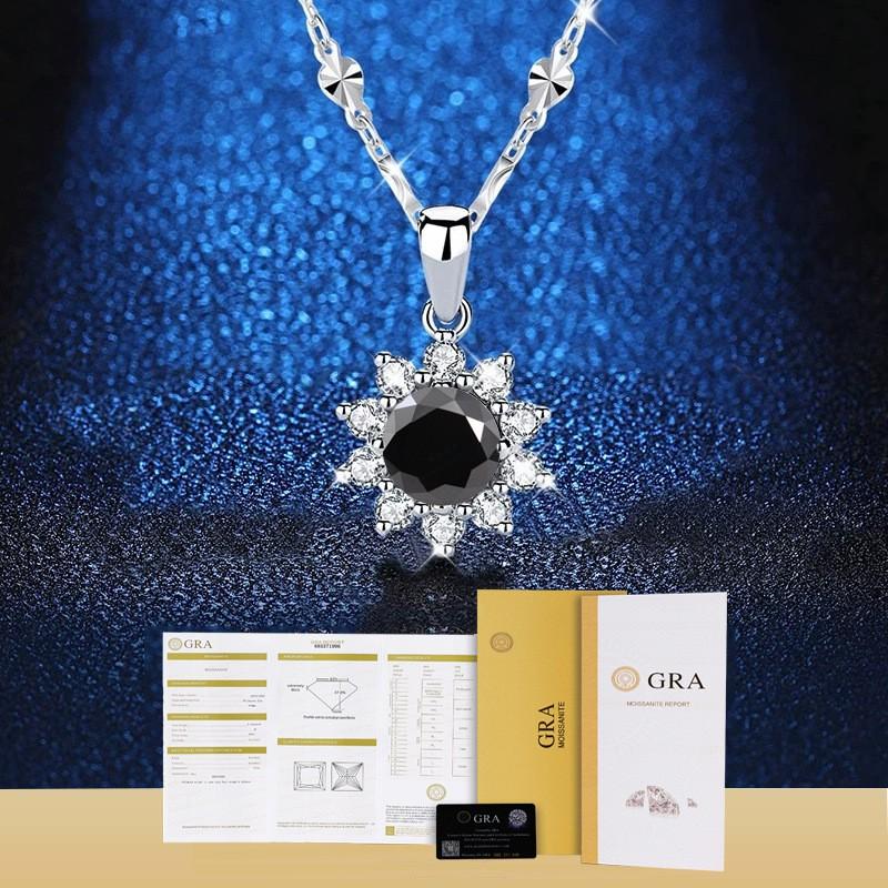 Simulated Moissanite Sunflower Pendant Necklace Full Crystal Zircon Jewelry Women Gift