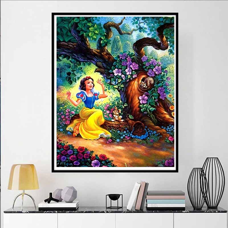 Disney Diamond Painting Snow White and The Seven Dwarfs Forest Healing Illustration 5D Diamond Painting Art Embroidery Cross Stitch Room Decoration