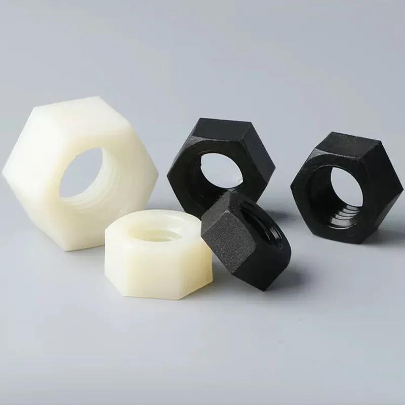 5-100 Stück Kunststoff Nylon Sechskantmutter M2 M2.5 M3 M4 M5 M6 M8 M10 M12 M14 M16 M18 M20 Schwarz oder Weiß Isolations-Sechskantmuttern