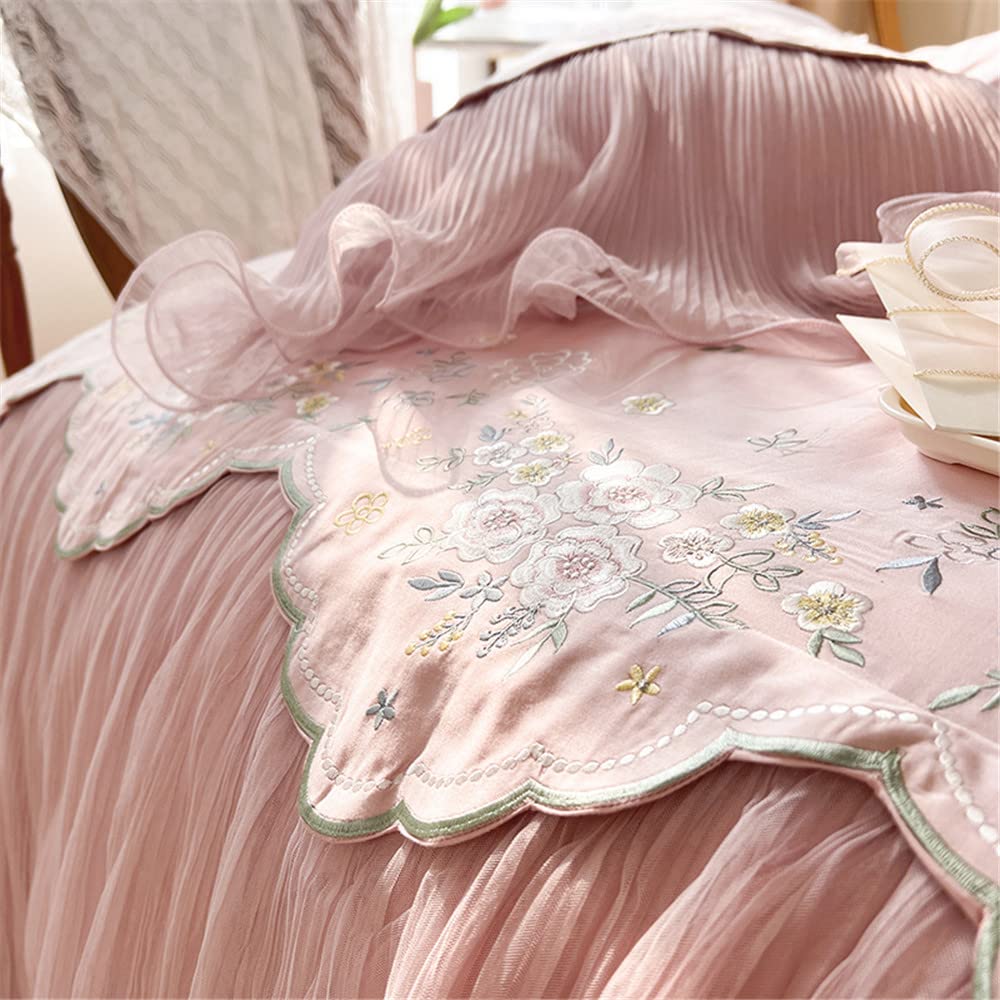 Laikor Duvet Cover Set Bed Duvet and Cotton Bedding Set with Active Suitable for and Lace Size Type 3-Piece/4-Piece (Includes Skirt, Cover,