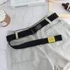 Double Buckle Canvas Cloth Label Belt Men'S And Women'S Trendy Teen Jeans Belt