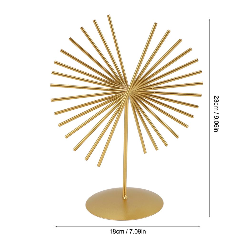 Metal Abstract Sculpture Ornament Iron Geometric Lines Sculpture Decoration with Base for Home Living Room Bedroom Study