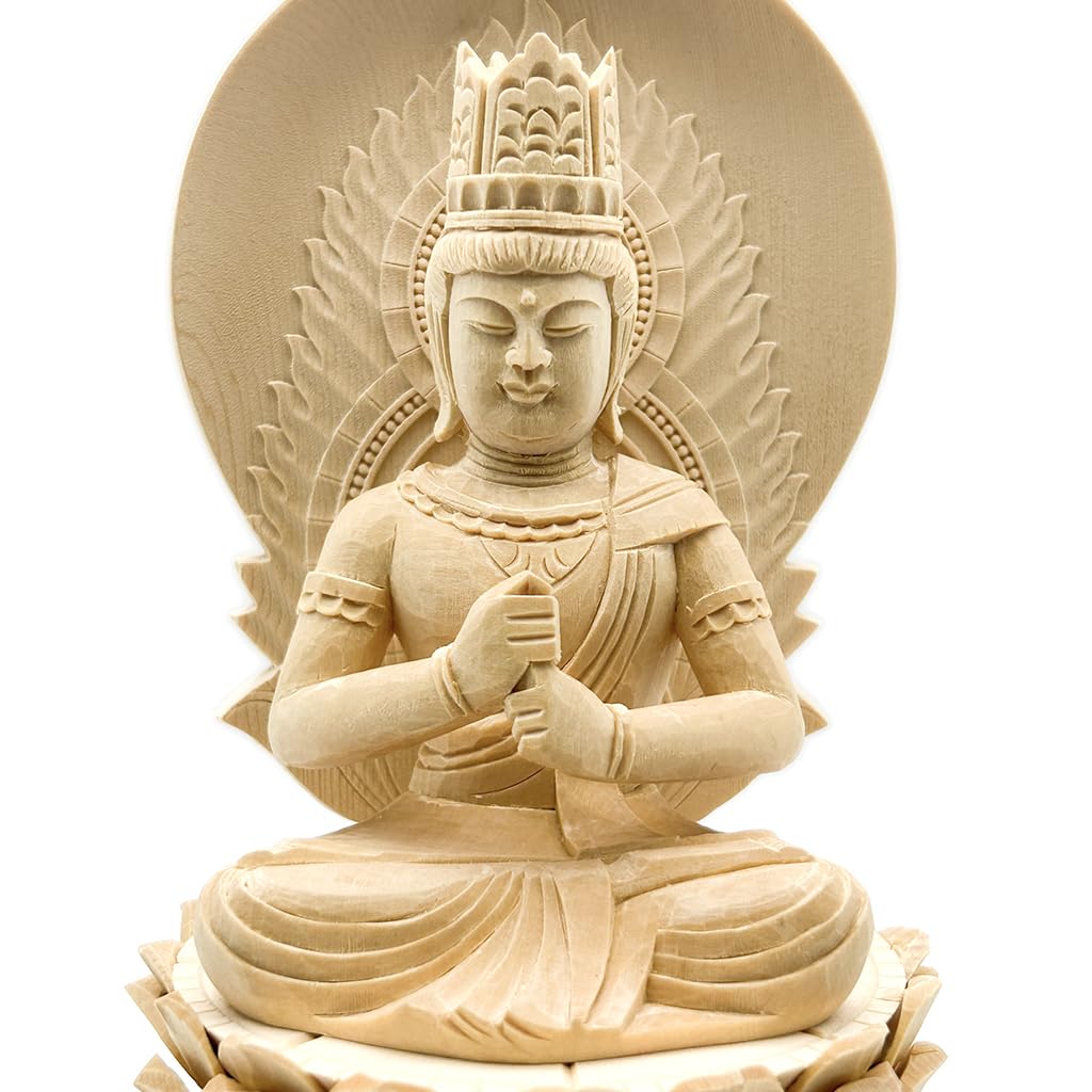 HU Trading Buddha Statue, Dainichi Nyorai, 2.0 inches (total height 18cm, width 10cm, depth 9cm), Vajrayana, circular halo, circular base, made of
