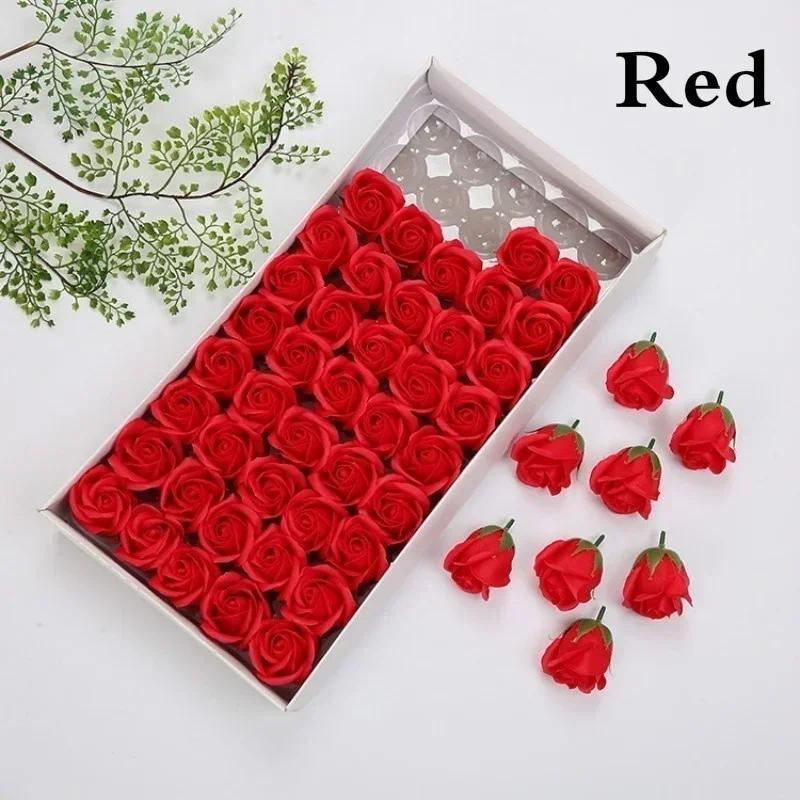 50pc/box Soap Rose Heads Romantic Wedding Valentine's Day Gift Wedding Banquet Home Decoration Holding Flowers Artificial Flower