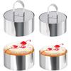 Uncle Jack 4 Pieces Round Cake Ring Molds, Stainless Steel Cake Ring Mold with Pusher, for Kitchen Tools, Baking Pastry, Mousse (Include 4 Rings and