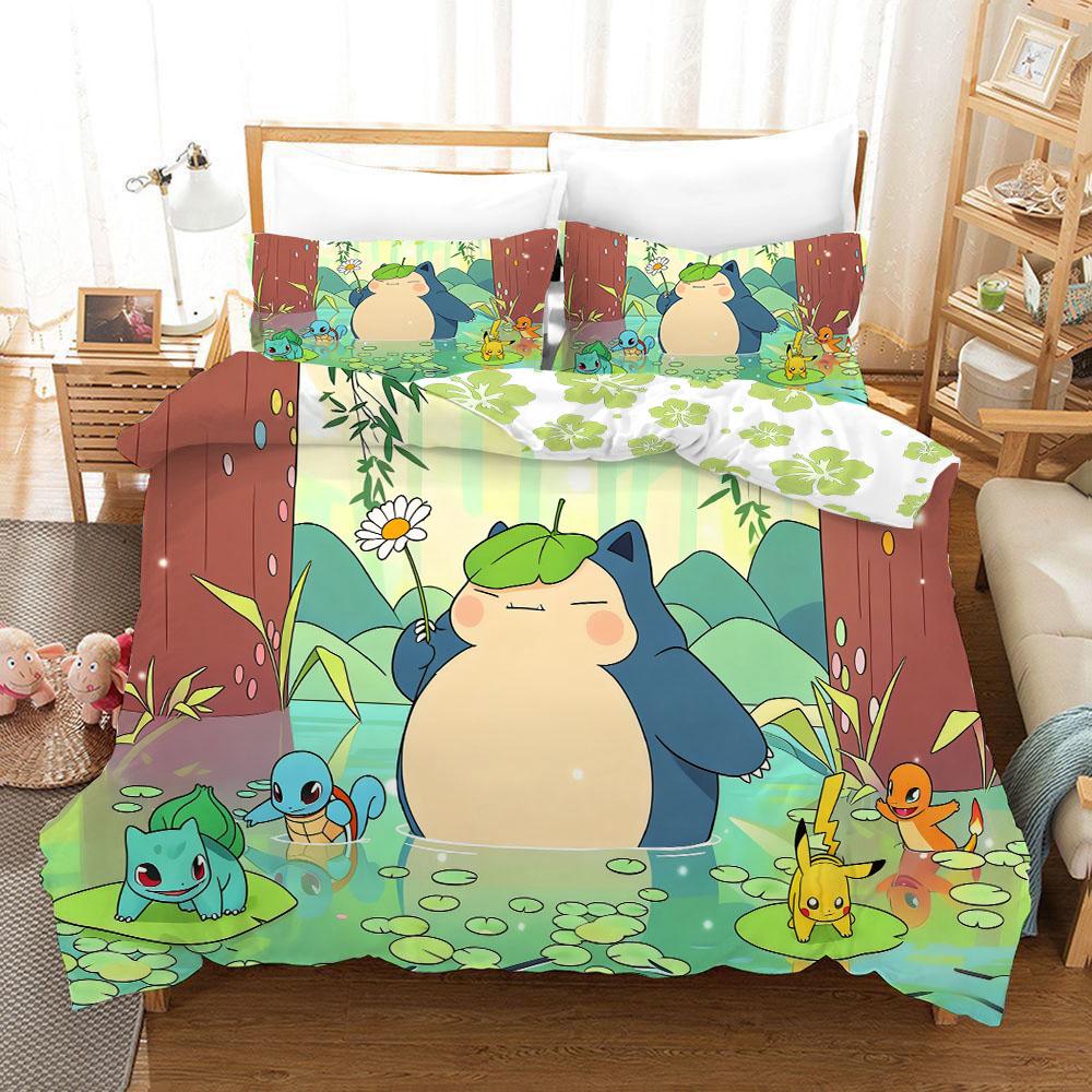 Bedding Set Anime Cartoon 3Dpokemonzd Children Bedroom Quilt Cover Boy Girl Bedclothes Single Double King Duvet Cover Gift