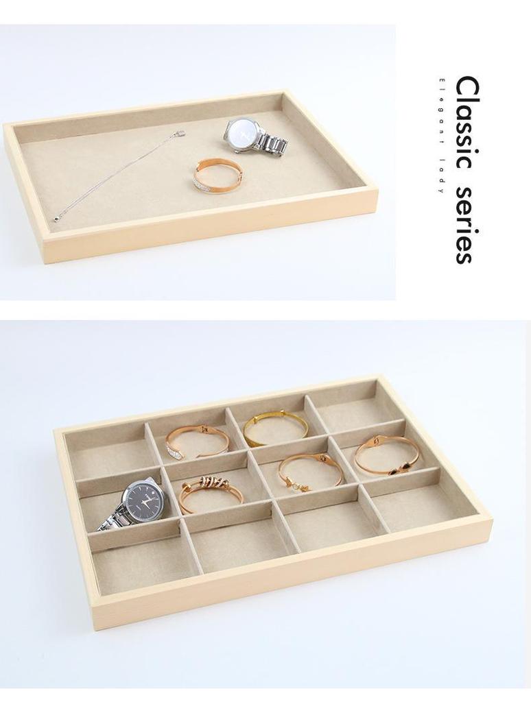Minimalist Solid Wood Jewelry Display Tray for Rings, Necklaces, Bracelets, Watches, and Bangles