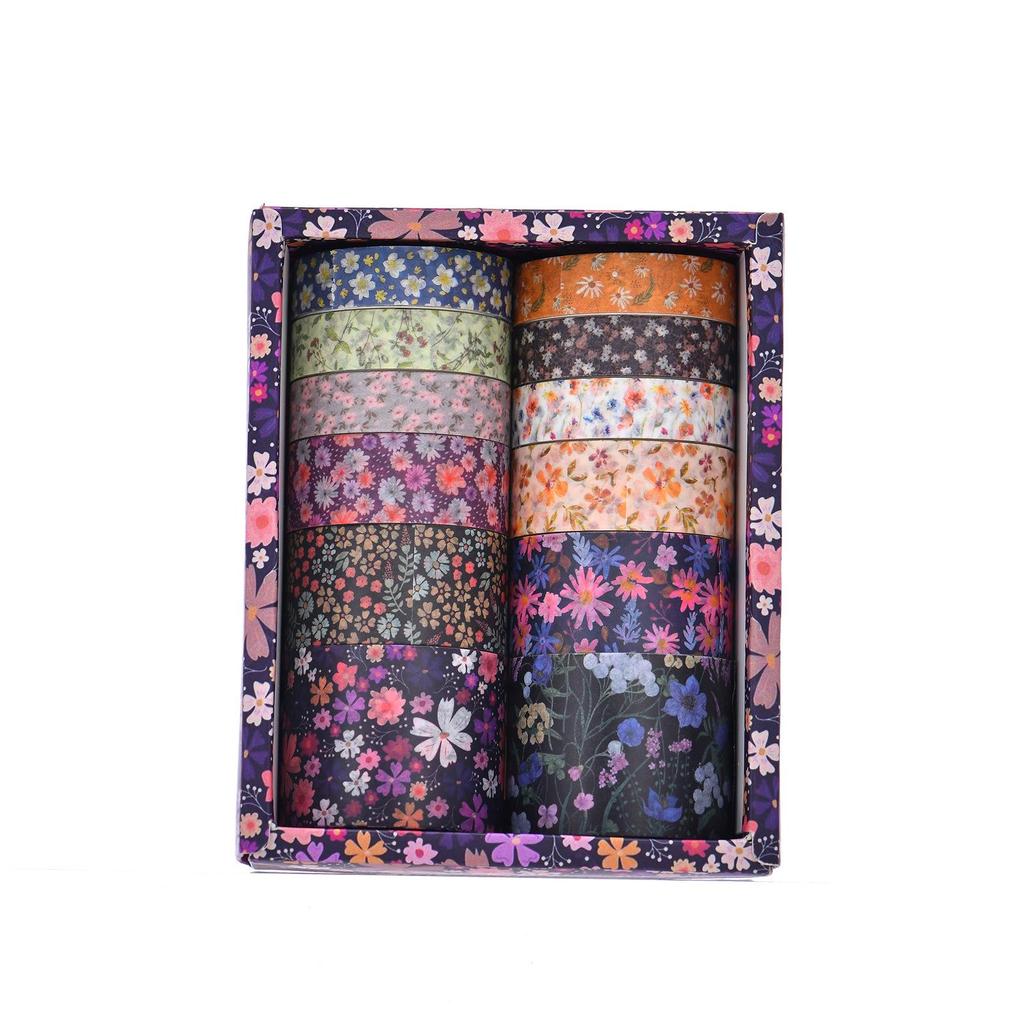 Retro Style Flower Bloom Planner & Decorative Washi Tape Gift Set
