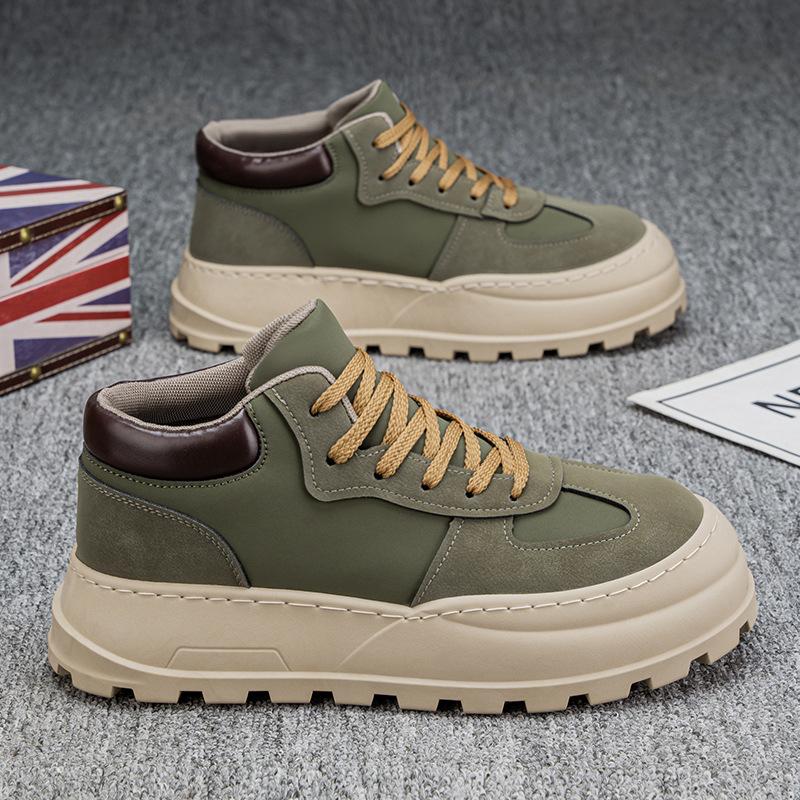 Pánské boty 2024 podzim a zima nové niche černé pracovní plátěnky pánské voděodolné a protiskluzové na silné podrážce poloviční výšky ležérní trendy boty