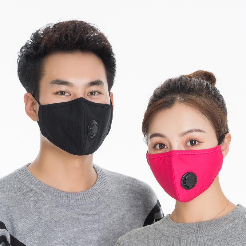 Unisex Black Cartoon Cotton Winter Mask with PM2.5 Anti-Smog and Dust Filter
