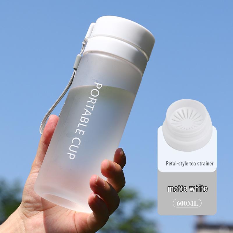 Large Capacity Frosted Sports Water Bottle with Tea Infuser and Lanyard - Customizable Outdoor Gift Cup