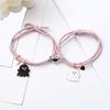 Yousheng 2Pcs Elastic Rope Love Heart Magnet Suction Bracelet Halloween Ghost Pendant Couple Bracelet Men Women Jewelry Gift