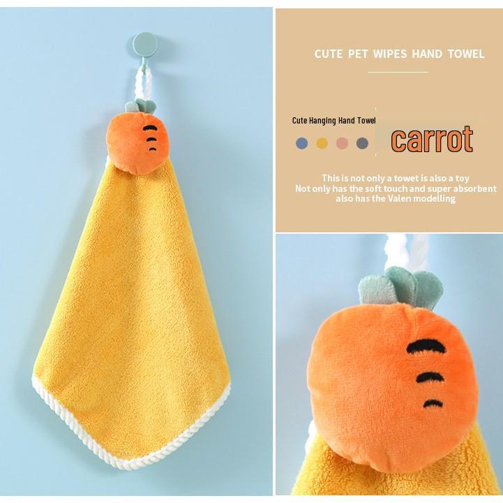 Christmas Cartoon Coral Fleece Hanging Hand Towel - Absorbent for Kitchen & Bathroom