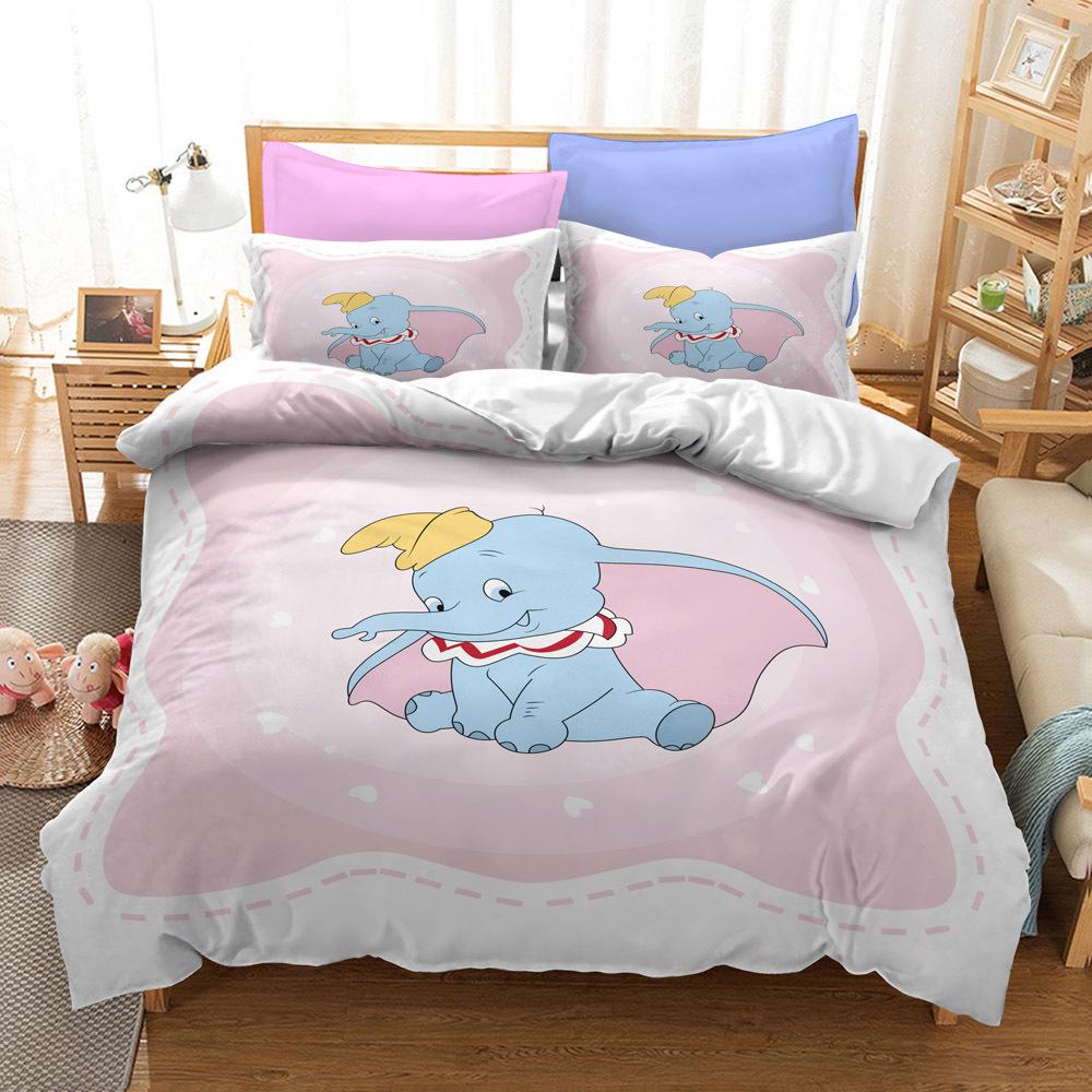 3D Digital Printing Three-Piece Dumbo Children'S Kit Quilt Cover Pillowcase Bedding