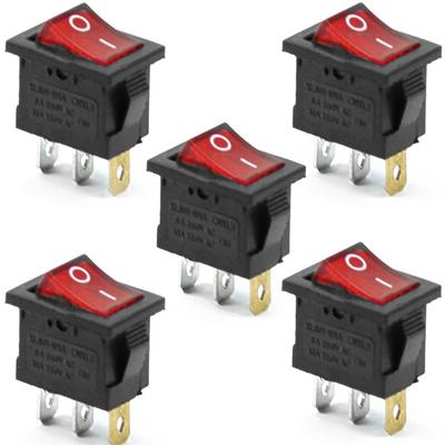 5Pcs 3 Pin Red ON-OFF SPST Snap In Boat Rocker Switch AC 6A/250V 10A/125V E335A6