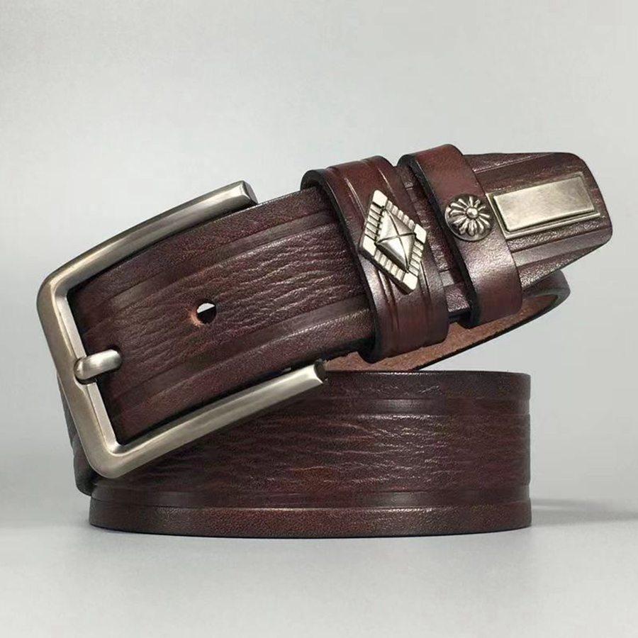 

Genuine Leather Belt for Jeans Dress Male Waistband Thick Retro Cowboy Strap Male Cowskin Genuine Leather Belt 125cm