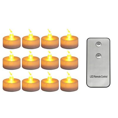 3/6/12 חתיכות שלט רחוק לבן ללא להבה דקורטיבי LED נרות תה מופעל על סוללה אור צהוב קטן מהבהב