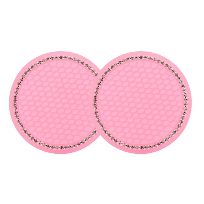 Bling Strass Auto Untersetzer Getränkehalter Rutschfeste Einlage Untersetzer Matten mit Fluoreszierendem Licht für Frauen Mädchen Auto Innendekor