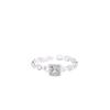 Adjustable 999 Pure Silver Sugar Cube Ring for Women, Luxury Design, Perfect 520 Gift for Girlfriend or Bestie, with Square Diamond.