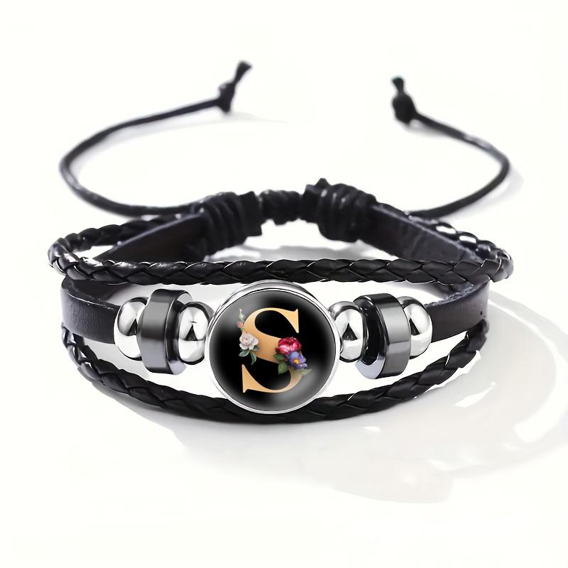 26 Letters A-Z Handmade Leather Bracelet Woven Multi-layer Punk Id Name Friendship Couple Bracelet