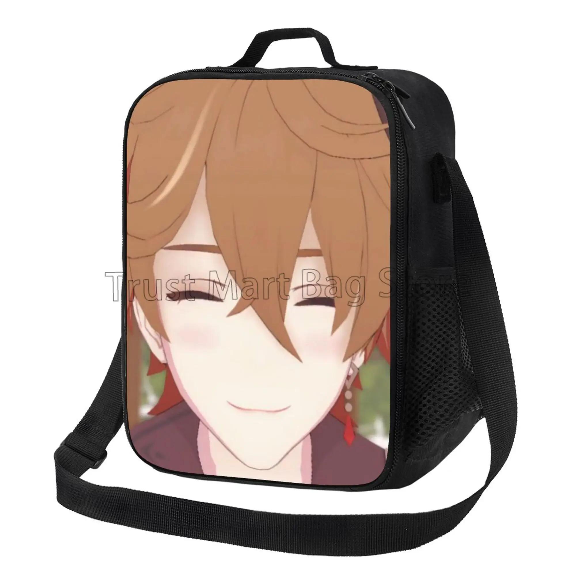 

Чайлд Genshin Impact Аниме Изолированная сумка для ланча Многоразовая Термо-сумка для бенто с регулируемым плечевым ремнем для работы, школы, пикника 26.5x20x11.5CM небесно-голубой