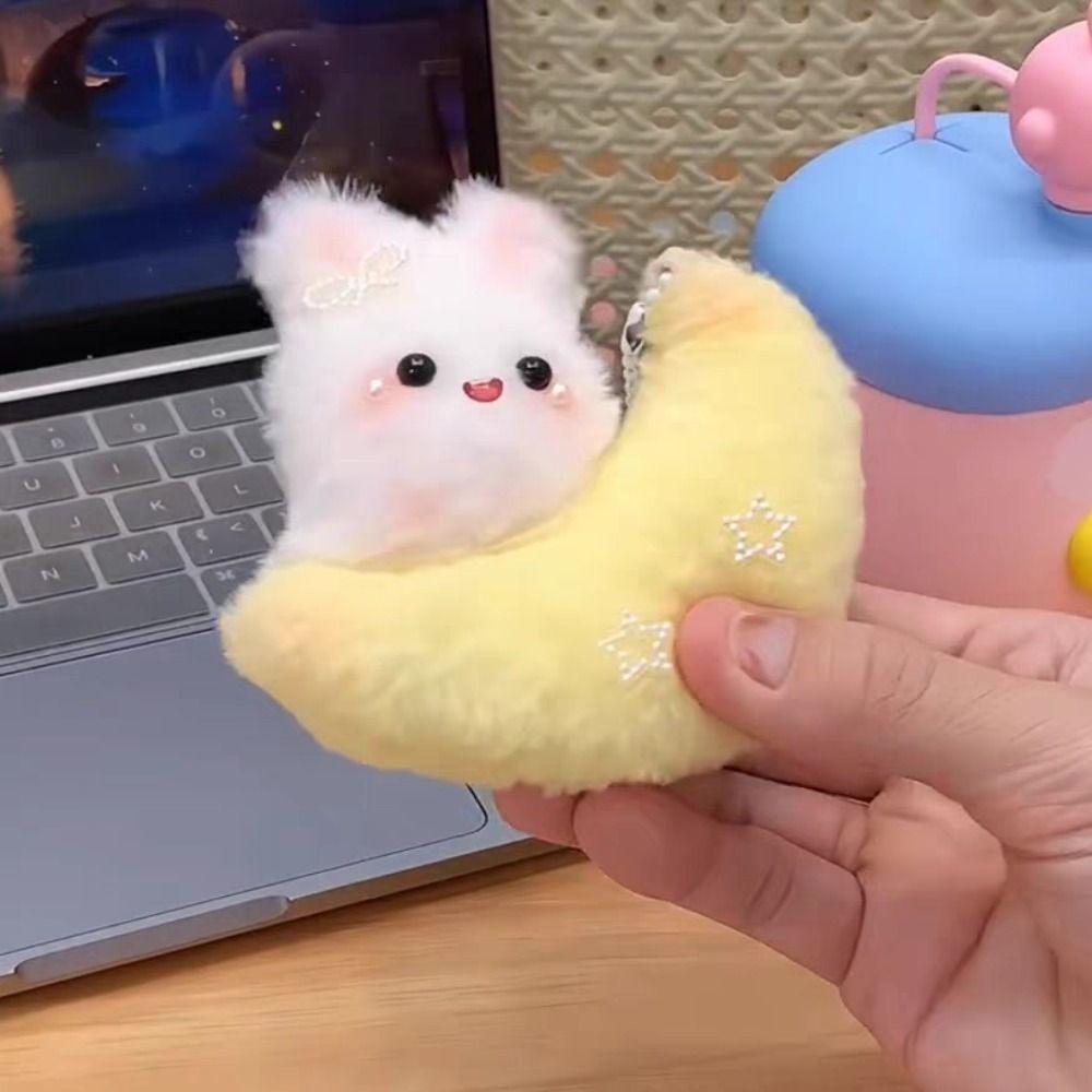 

Moon Rabbit Plush Pendant with Lig Rabbit Moon Rabbit Squeak Keyring Children Gift