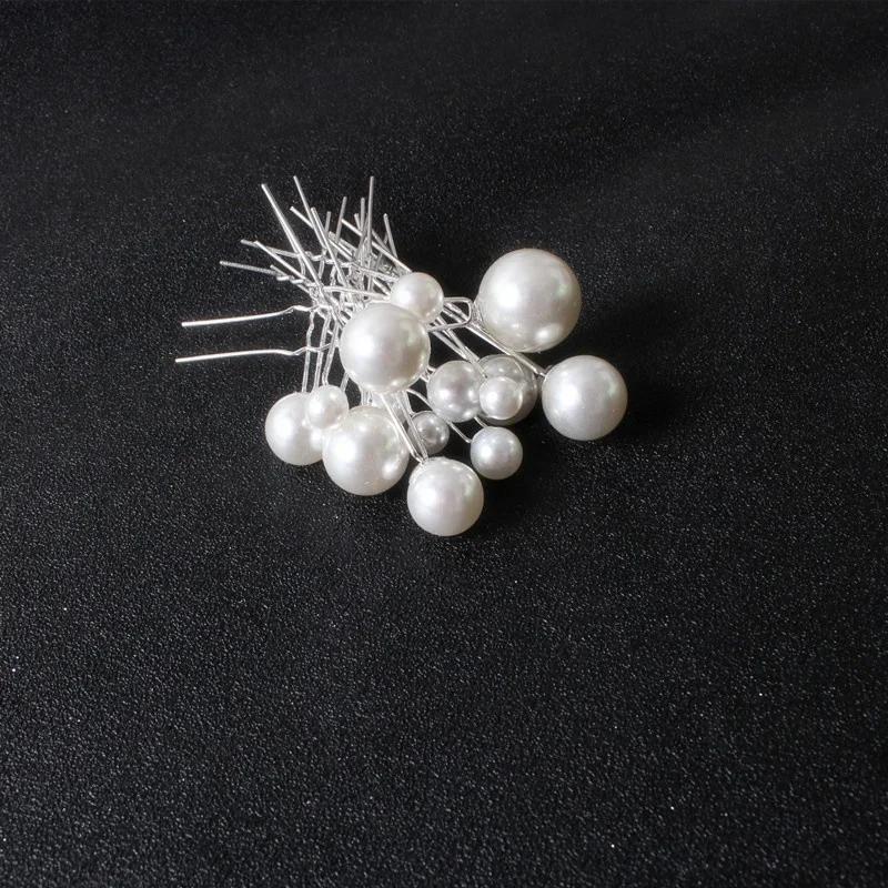 

18 шт./1 пакет Новая женская модная свадебная тиара Диск Элегантная жемчужная вилка для волос Невеста U-образная заколка Гребень Клипса с бусинами Аксессуары