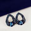 Crystal 1 Pair Elegant Women Vintage Style Fashion Blue Rhinestone Dangle Ear Stud Earrings Jewelry