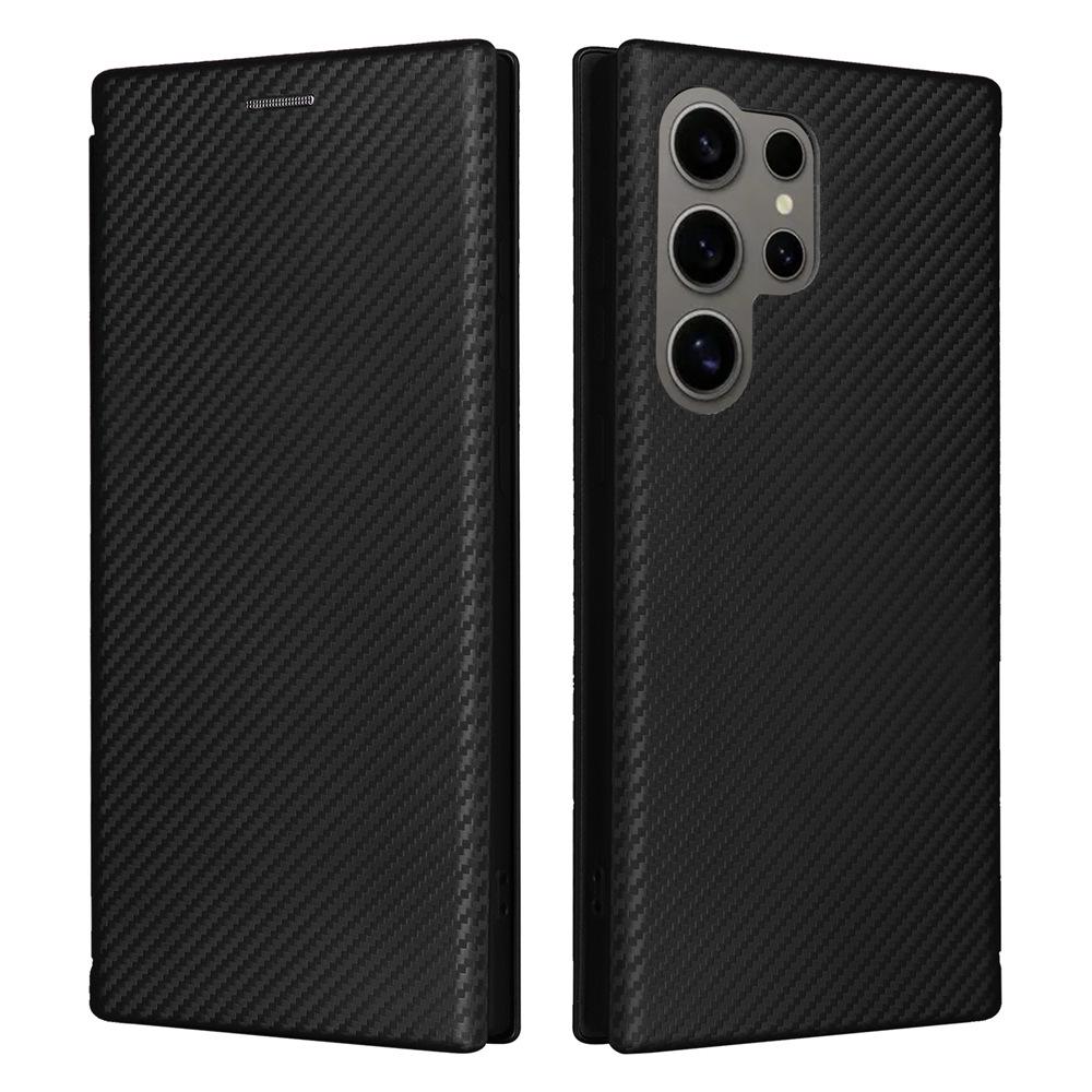 Samsung S24 Ultra Carbon Fiber Flip Leather Phone Case.