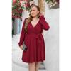 Spring and Autumn Women's Dress Plus Size Fashion Temperament Solid Color V-Neck Dresses