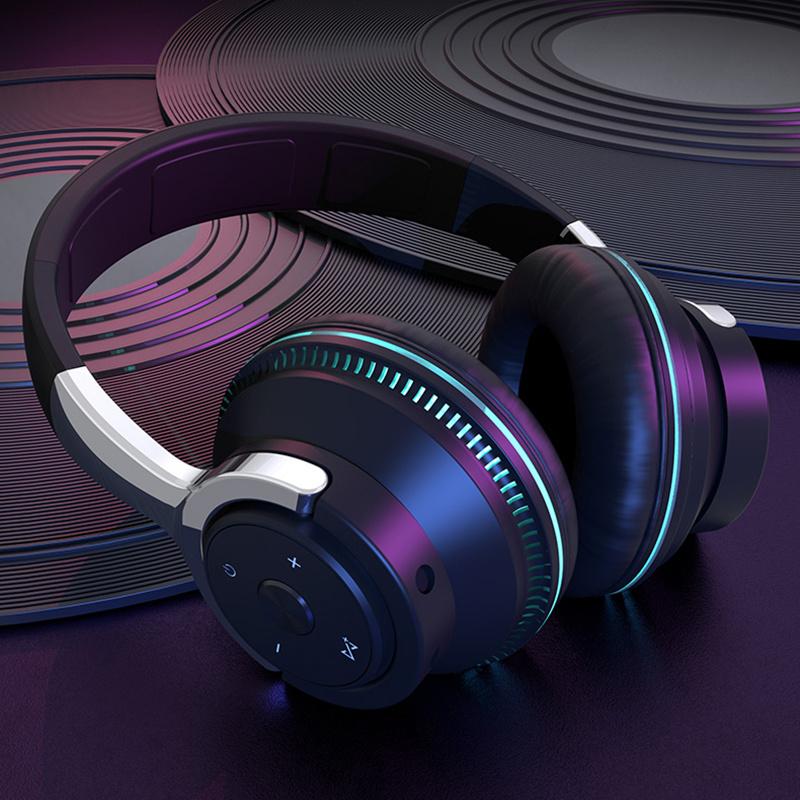 H2 Kabellose Kopfhörer, bunte LED-Leuchten, Bluetooth 5.1 Head-Over-Gaming-Kopfhörer, 650 mAh