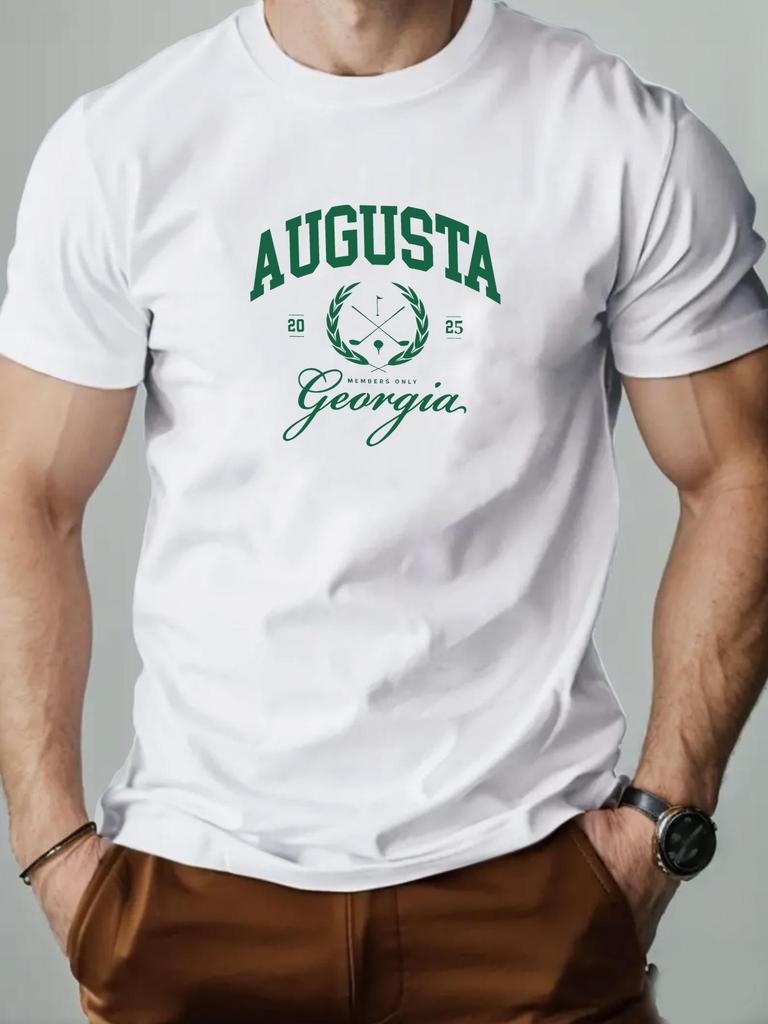 Mens Cotton TShirt Augusta Golf Summer Round Neck Short Sleeve Graphic Breathable Fashion Casual TShirt