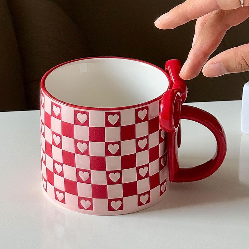 1PC Cup Souvenir Ceramic Gift Three-dimensional Offices Thick Home Elegant Durable Bow Practical