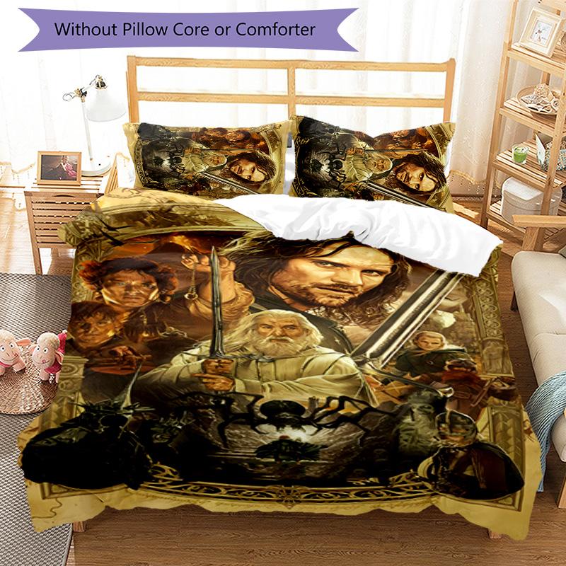 3pcs The Lord of the Rings pattern bedding set duvet cover set includes duvet cover &pillowcases, perfect all season bedroom decoration & gift