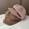 Straw visor children summer breathable mesh literary painter hat beret belt casual cap