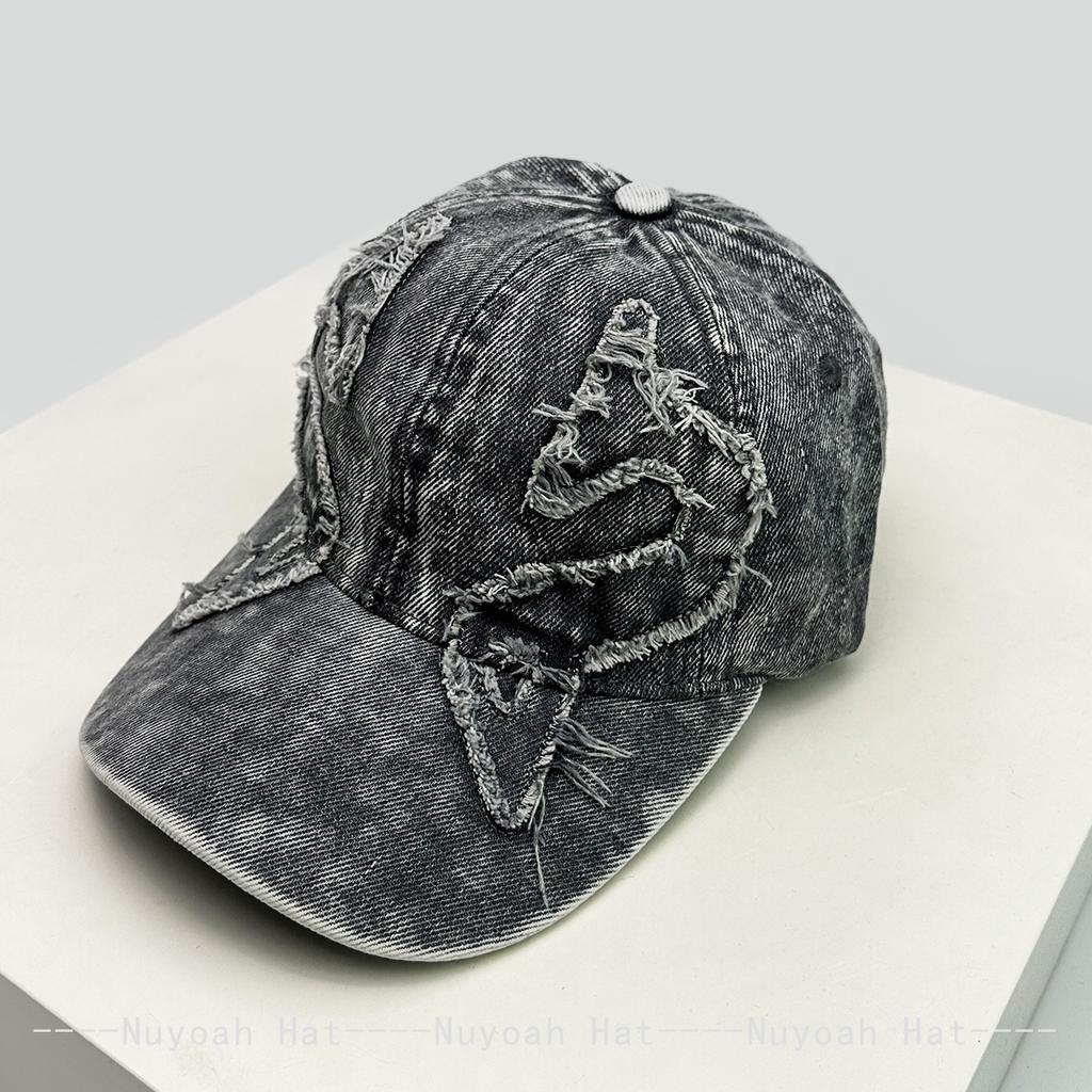 And Women Personalized Embroidered Wing Double-Edged Blade Baseball Caps Sun Protection Distressed All-Match Street Style Peaked Hats Fashion
