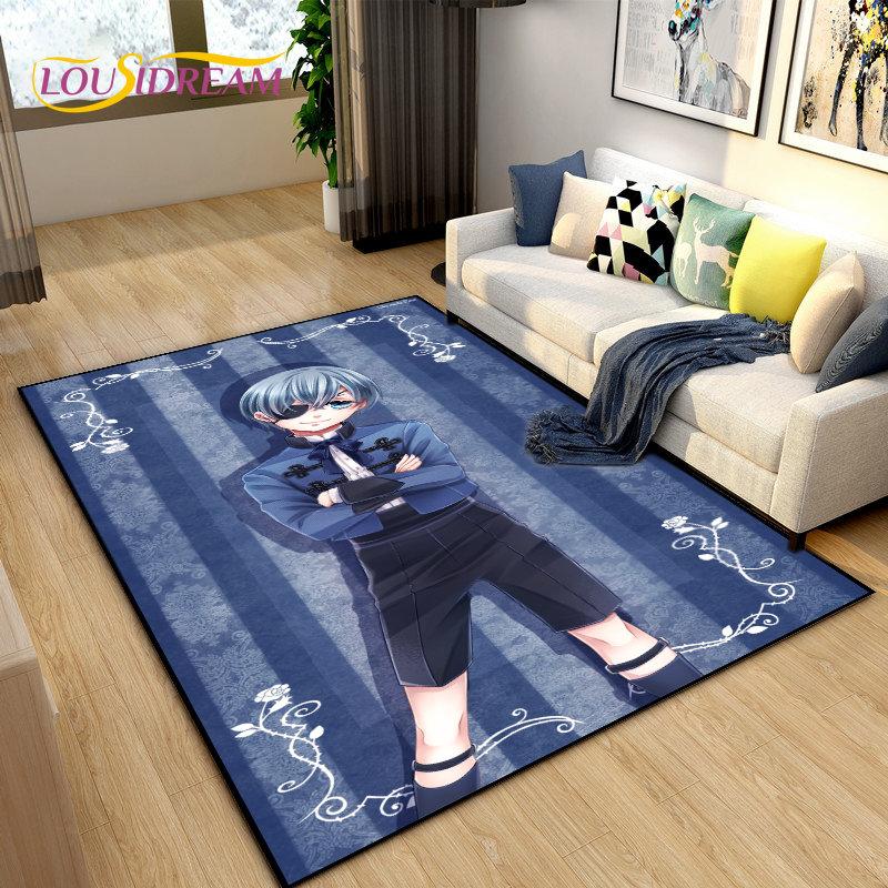 Black Butler Anime Cartoon Area Rug,Carpet Rug for Living Room Bedroom Sofa Doormat Decoration, Kids Play Non-slip Floor Mat