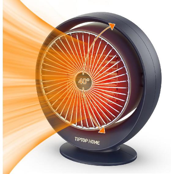 Space Heater, 800W PTC Fast Heating Ceramic Room Small Heater, Two-Speed Portable Heater Fan with Adjustable, Overheating Protection, Dumping