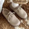 Winter Suede Leather Men'S Boots Platform Warm Fur Lined Ankle Short Lace Up Flats Concise Plush Casual Work Shoes Botas