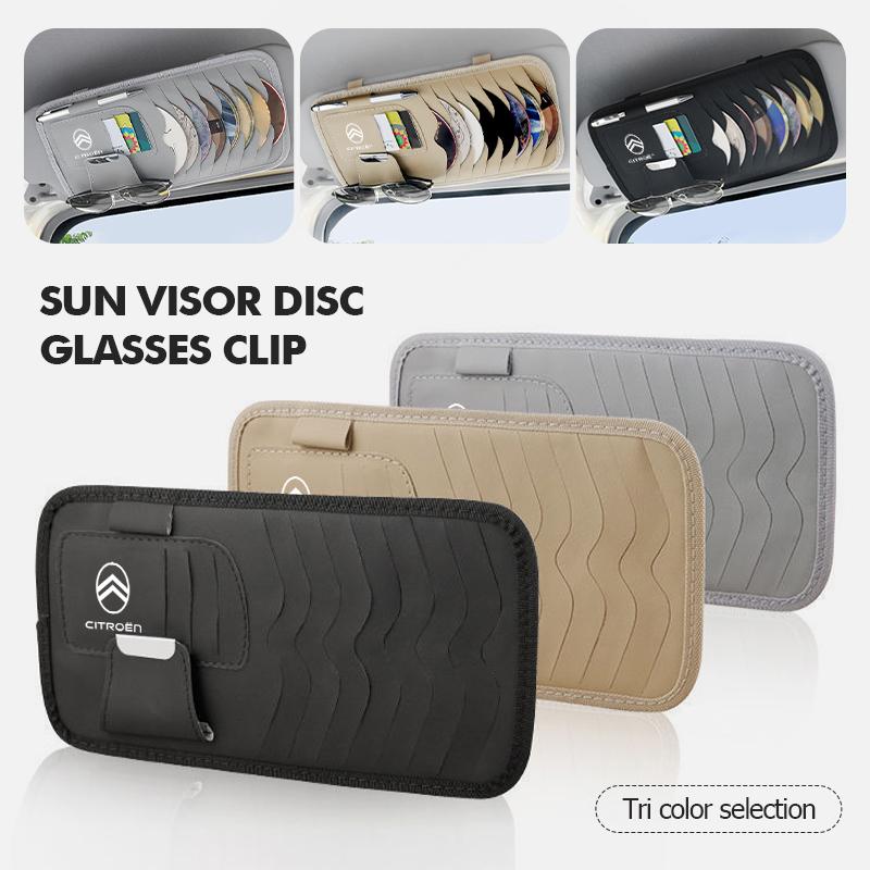 Car Sun Visor Organizer Multi-Pocket Card Sunglasses Holder For Citroen C4 C3 C5 C1 C2 C6 C4L DS3 DS4 Berlingo Picasso Jumper