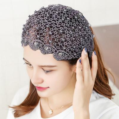 4Pcs Women Headband Floral Lace Hollow Design Faux Pearls Hair Hoop Boho Style Wide
